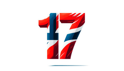 number 17 adorned with the vibrant colors of the Norwegian flag, perfect for celebrating Norway’s Constitution Day on May 17th. This dynamic image is ideal for events, promotional materials - Powered by Adobe