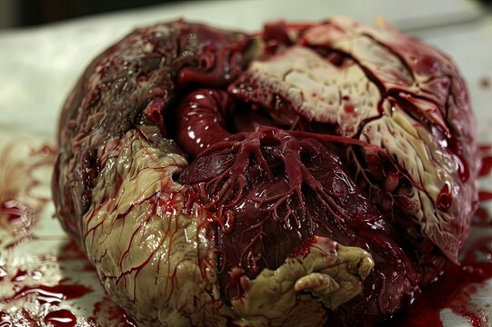cross-section of heart surgery. Close-up. heart implantation. medicine. saving a person's life. Heart diseases