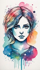 Mental health concept. Doodle watercolor vector illustration 
