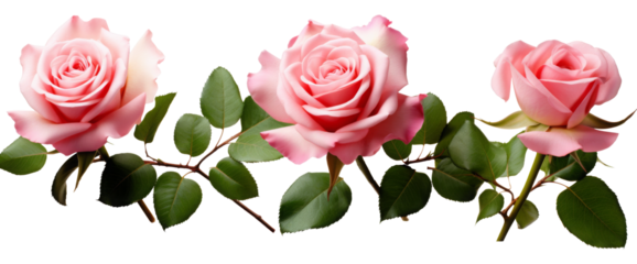 pink rose branch isolated on white
