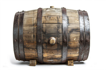 Wooden barrel for alcohol drinks containing isolated on white background