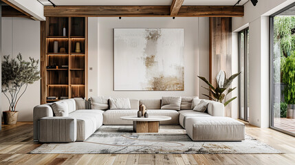 Modern living room interior with sofa