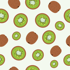 Kiwi seamless pattern. Trendy summer background. Vector illustration in hand drawn flat style. Vector print for fabric or wallpaper.