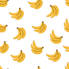 Banana seamless pattern. Trendy summer background. Vector illustration in hand drawn flat style. Vector print for fabric or wallpaper.