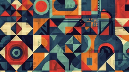 Abstract geometric pattern with vibrant colors. This image is perfect for use as a background or texture in any design project.