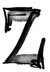 Letter Z font handwritten bold ink acrylic watercolor black shape type illustration lettering calligraphy graffiti 