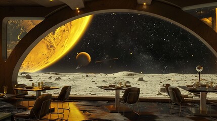 futuristic sci-fi dining room