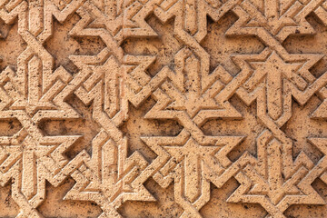 Pattern and design of The minaret with clock tower, Manial Palace, Cairo, Egypt. Texture, detail 