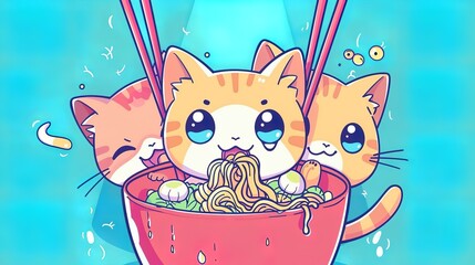 anime cats eating