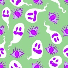 Halloween ghost seamless cartoon pattern for wrapping paper and fabrics