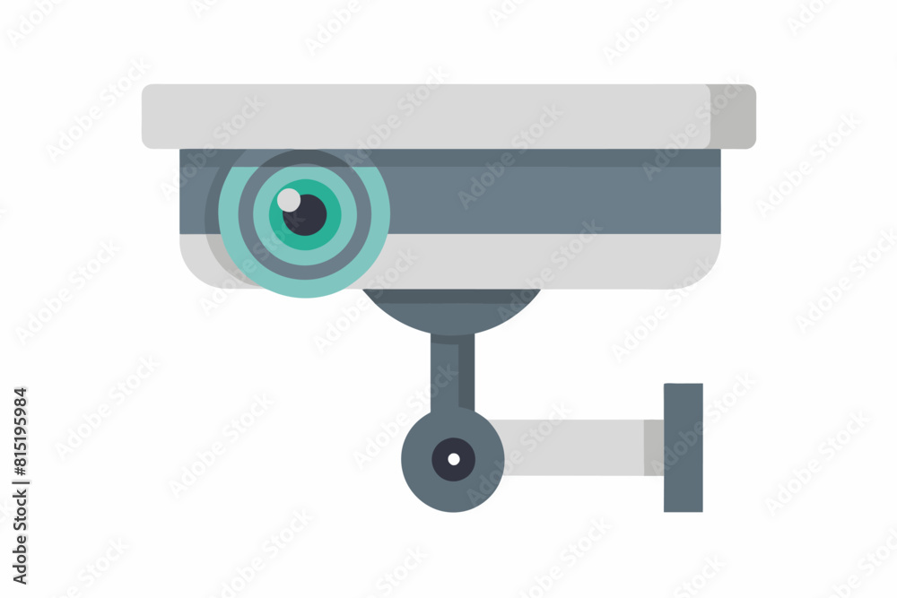 Wall mural Security camera isolated on white background. Graphic illustration. Surveillance equipment. Concept of modern security technology, monitoring, protection. Print, logo, sign, design element