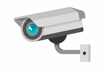 Security camera isolated on white backdrop Graphic illustration. Surveillance equipment. Concept of modern security technology, monitoring, protection. Print, logo, sign, design element