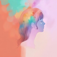 Mental health concept. Doodle watercolor vector illustration 
