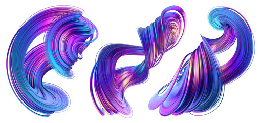 Set of abstract colorful shapes, 3d render