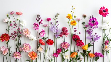 stunning display of flowers standing out against a simple, white background.