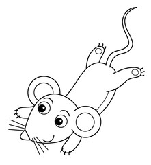 Cartoon scene with farm ranch animal rodent mouse or rat isolated background coloring page sketch drawing illustration for children