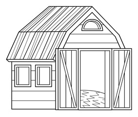cartoon scene with farm ranch barn coloring page drawing isolated background illustration for children