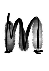 Letter M font handwritten bold ink acrylic watercolor black shape type illustration lettering calligraphy graffiti 