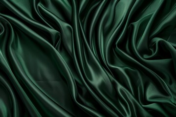 Fototapeta premium Luxurious green silk drapery background with abstract satin texture pattern for elegant decor
