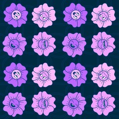 Cartoon flower seamless pattern for wrapping paper and fabrics and linens and kids clothes print
