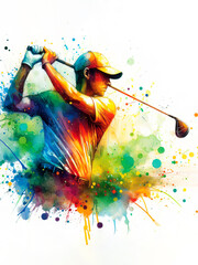 Watercolor golf player