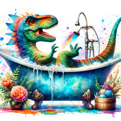 Dinosaur in a bathtub