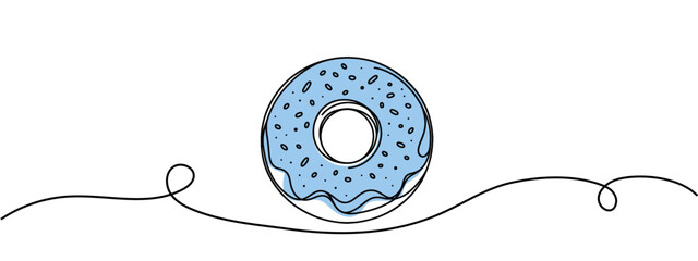 continuous line of donuts.one line drawing of donuts isolated on white background.