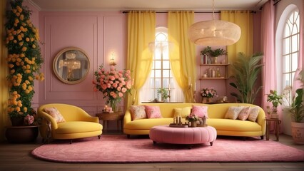 Extravagant and colorful interior in a luxurious style