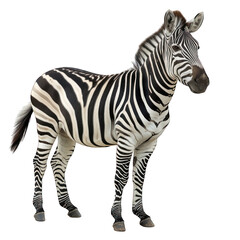 Zebra isolated on white or transparent background