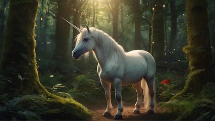 White Unicorn with Graceful Long Hair