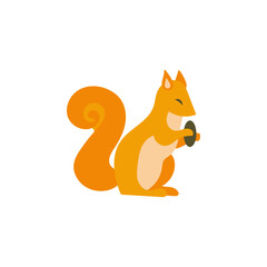 Vector cartoon style illustration of squirrel with cone