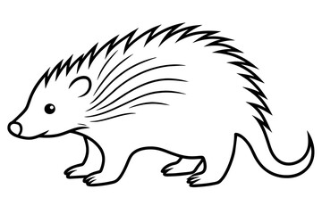 porcupine line art silhouette illustration