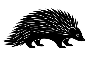 porcupine line art silhouette illustration