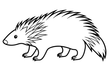 porcupine line art silhouette illustration