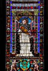 San Tommaso d'Aquino; vetrata della chiesa di Santa Maria Novella a Firenze