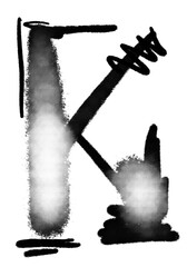 Letter K font handwritten bold ink acrylic watercolor black shape type illustration lettering calligraphy graffiti 