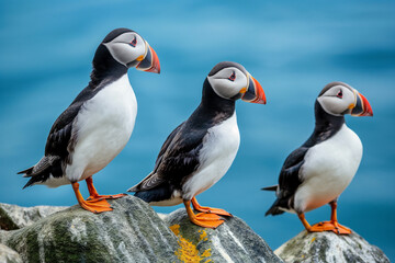 atlantic puffin or common puffin, Atlantic Puffins: Captivating Seabirds Amidst the Ocean's Serenity, Oceanic Marvels: Witnessing the Quirky Charms of Atlantic Puffins