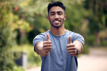 Man, thumbs up and college for education or learning, yes for scholarship or agreement. Male...