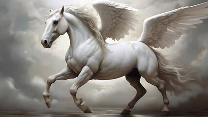Obraz na płótnie Canvas White Angel Unicorn with Silken Mane