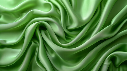 Close-Up of Green Silk Fabric