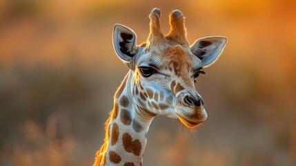 Obraz premium A young giraffe with long eyelashes looks directly at the camera with a curious expression