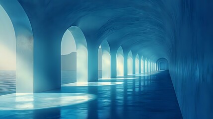 Obraz premium Blue Gradient Geometric Art: A Symphony of Light and Shadow