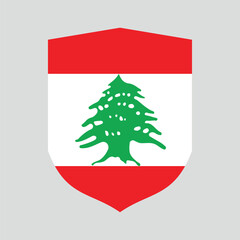 Lebanon Flag in Shield Shape Frame