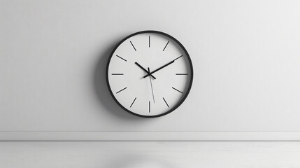 minimalist, clock design, wall clock, thin black hands, white background, 3D render, hyper realism, contemporary, modern, simplicity, elegance, minimalist aesthetics, minimalist decor, minimalistic de