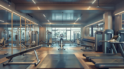 Fitness Fusion: Modern Gym with Cardio and Weight Equipment in Hyper Realism