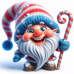 cute christmas gnome with beard hat and humor - fun cartoon clip art for christmas gift