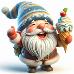 Obraz premium cute christmas gnome with beard hat and humor - fun cartoon clip art for christmas gift