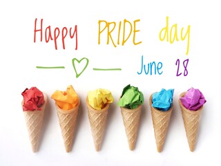 Happy PRIDE day June 28th colorful poster with text