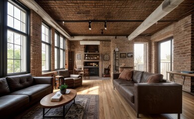 Fototapeta premium Exposed Brick Loft with Vintage Accents