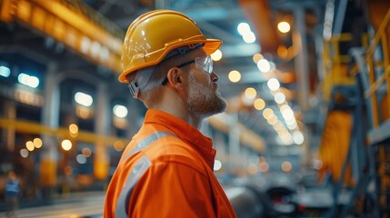 Depict a safety training session in a metallurgy factory, with workers learning about new construction techniques